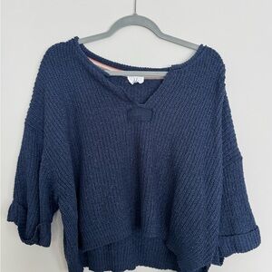 Cozy V-Neck Cropped Chunky Knit Sweater